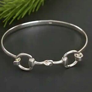 Sterling Silver HorseBit Design Unisex Bangle Bracelet